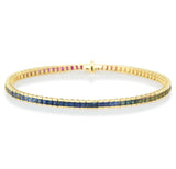 Rainbow Sapphire Tennis Bracelet 18k gold Stackable design