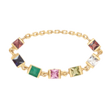 Rainbow Stones Chain Ring 14k gold Stackable ring.