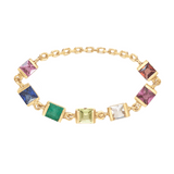 Rainbow Stones Chain Ring 14k gold Stackable ring