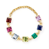 Rainbow Stones Chain Ring 14k gold Stackable ring top view