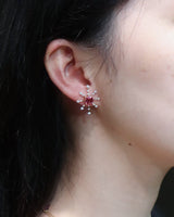 Raspberry_Pink_Spinel_Diamond_Starburst_Earrings_18k_gold_handmade_fine_jewelry_on_model_1