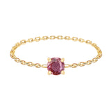 Raspberry Tourmaline Chain Ring 14k gold Stackable ring