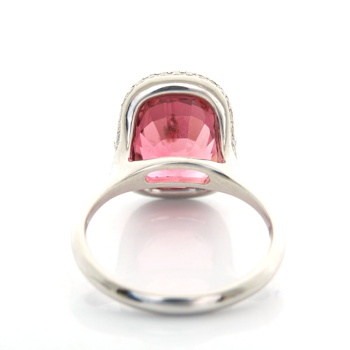 Raspberry Tourmaline & Diamond Aurora Ring pt900 engagement ring back view