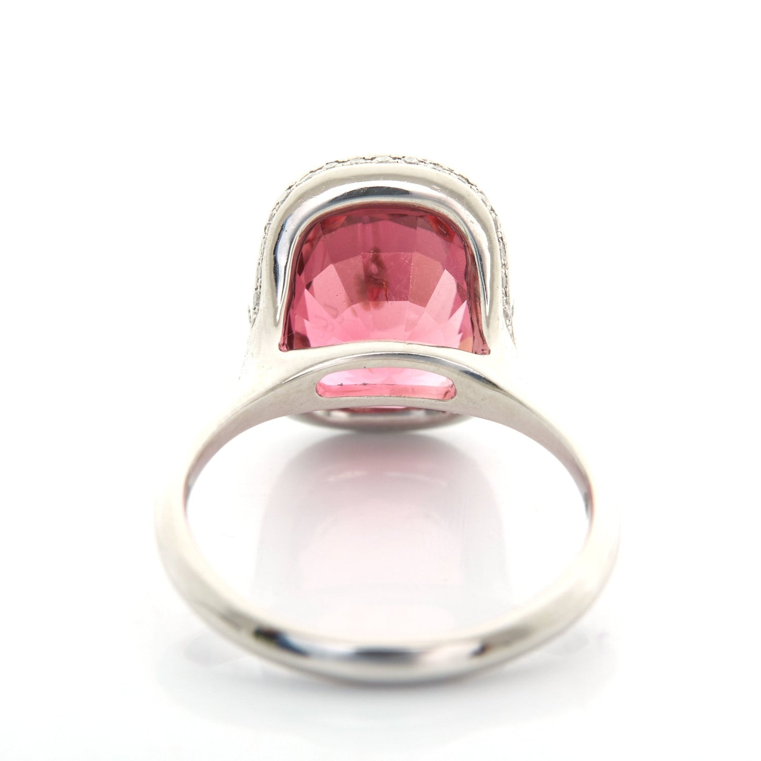 Raspberry Tourmaline & Diamond Aurora Ring pt900 engagement ring back view