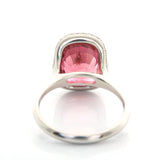 Raspberry Tourmaline & Diamond Aurora Ring pt900 engagement ring back view