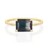 Raven Watermelon Tourmaline Petite Circle Diamond Ring 18K gold stackable ring