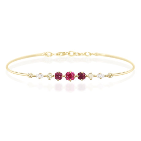 Red Spinel & Diamond Compass Bangle YG14K gold stackable design 