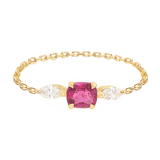 Red Spinel & Diamond Dream Weaver Chain Ring 18k gold Stackable ring
