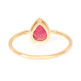 Red Spinel Pear Petite Circle Diamond Ring 18k gold Stackable ring back view