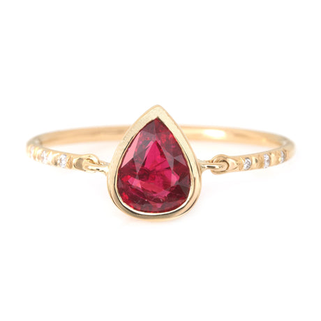Red Spinel Petite Circle Diamond Ring