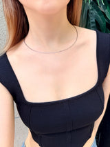 Reversible Gold Choker handmade Necklace 18k gold Stackable design on model