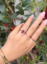 Rhodolite Aurora Ring 18k gold engagement ring 