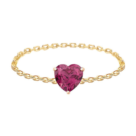 Rhodolite Heart Supreme Chain Ring 18K Stackable ring