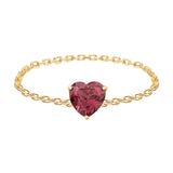 Rhodolite Heart Supreme Chain Ring 18k gold Stackable ring