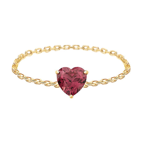 Rhodolite Heart Supreme Chain Ring 18k gold Stackable ring