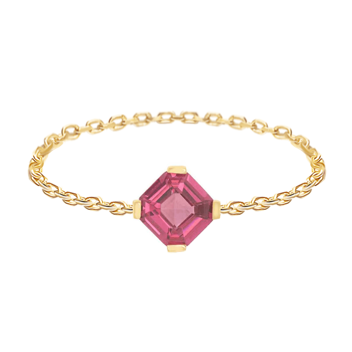 Rhodolite Supreme Chain Ring 18k gold Stackable ring