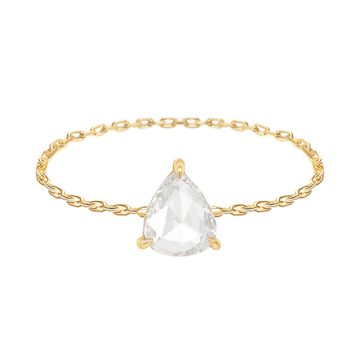 Rose Cut Champagne Diamond Chain Ring 18k gold Stackable ring