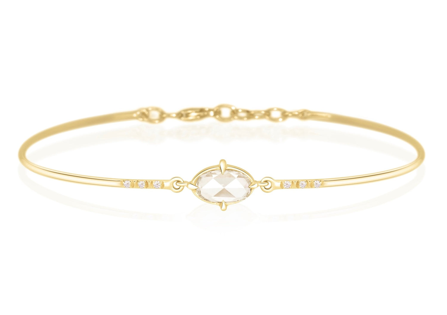 Rose Cut Diamond Bangle 18k gold stackable design