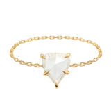 Rose Cut Pear Diamond Chain Ring 18k gold Stackable ring