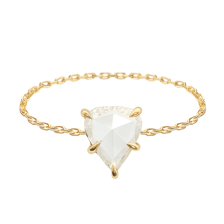 Rose Cut Pear Diamond Chain Ring 18k gold Stackable ring