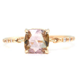 Rose Cut Tourmaline Petite Diamond Ring 14k gold stackable ring