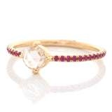 Round Rose Cut Diamond & Ruby Disco Ring 18k gold engagement ring side view