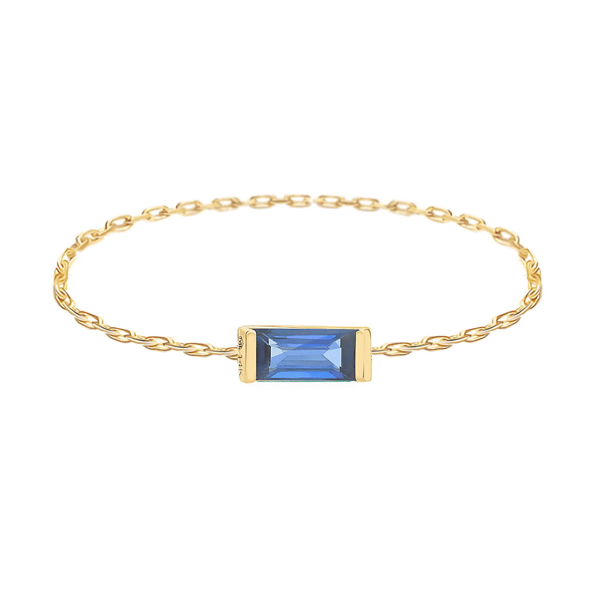 Royal Blue Sapphire Baguette Chain Ring 14k gold Stackable ring