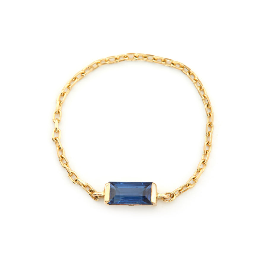 Royal Blue Sapphire Baguette Chain Ring