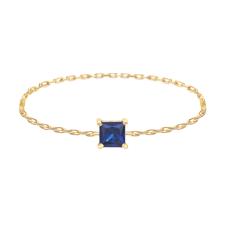 Royal Blue Sapphire Chain Ring 14k gold Stackable ring