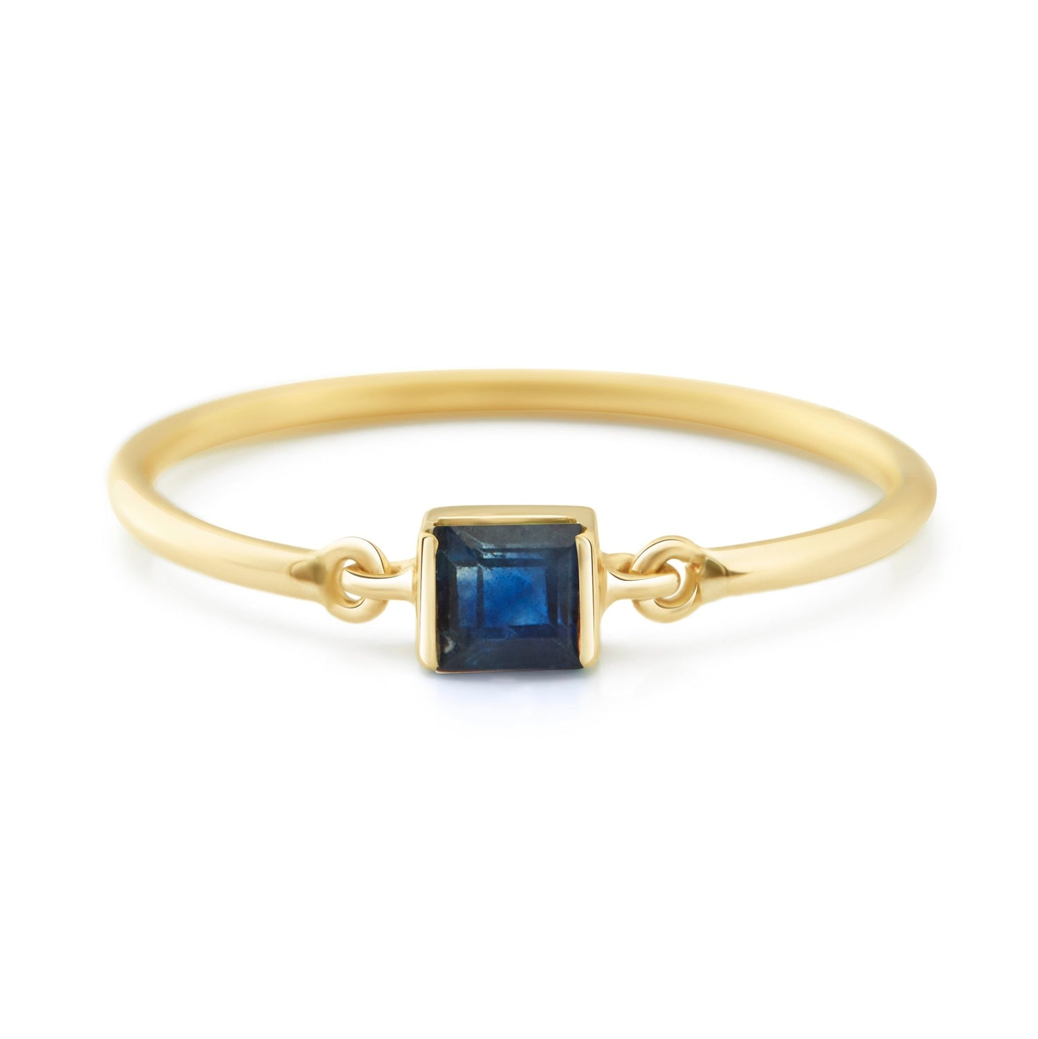 Royal Blue Sapphire Petite Circle Ring 14k gold stackable ring
