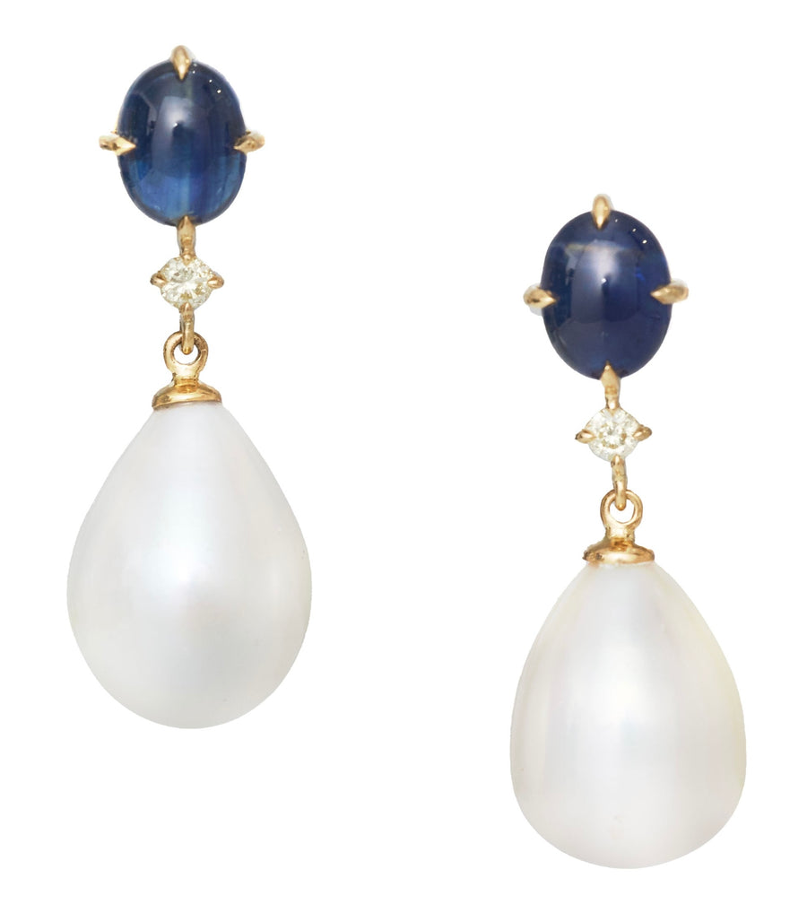 Royal Sapphire & Pearl Earrings