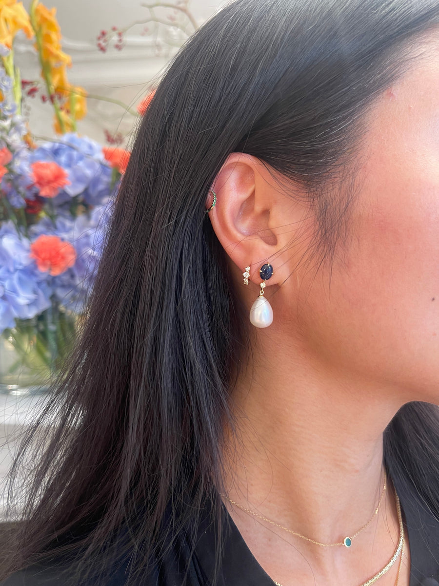 Royal Sapphire & Pearl Earrings