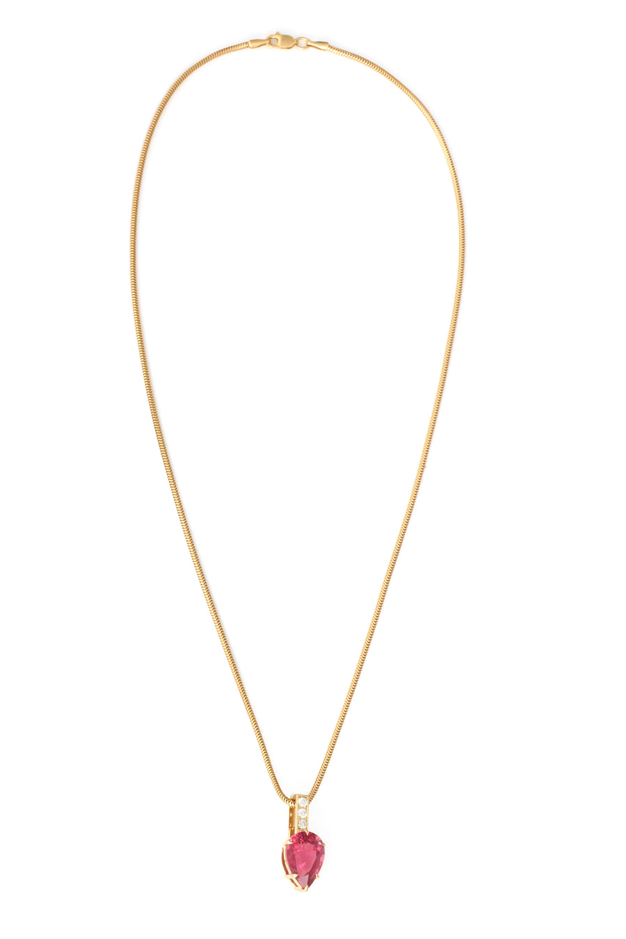 Rubellite And Diamond Arrow Pendant Necklace