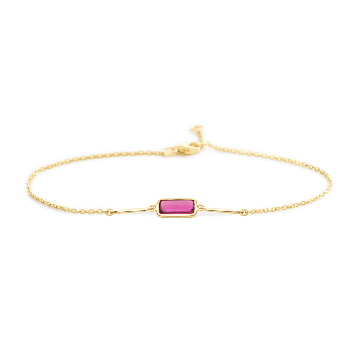 Rubellite Bar Bracelet 18k gold Stackable design 1