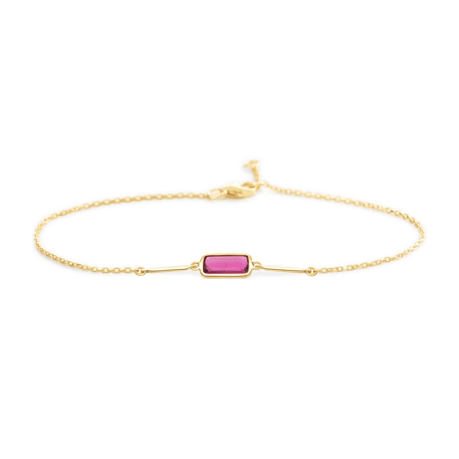Rubellite Bar Bracelet 18k gold Stackable design 1