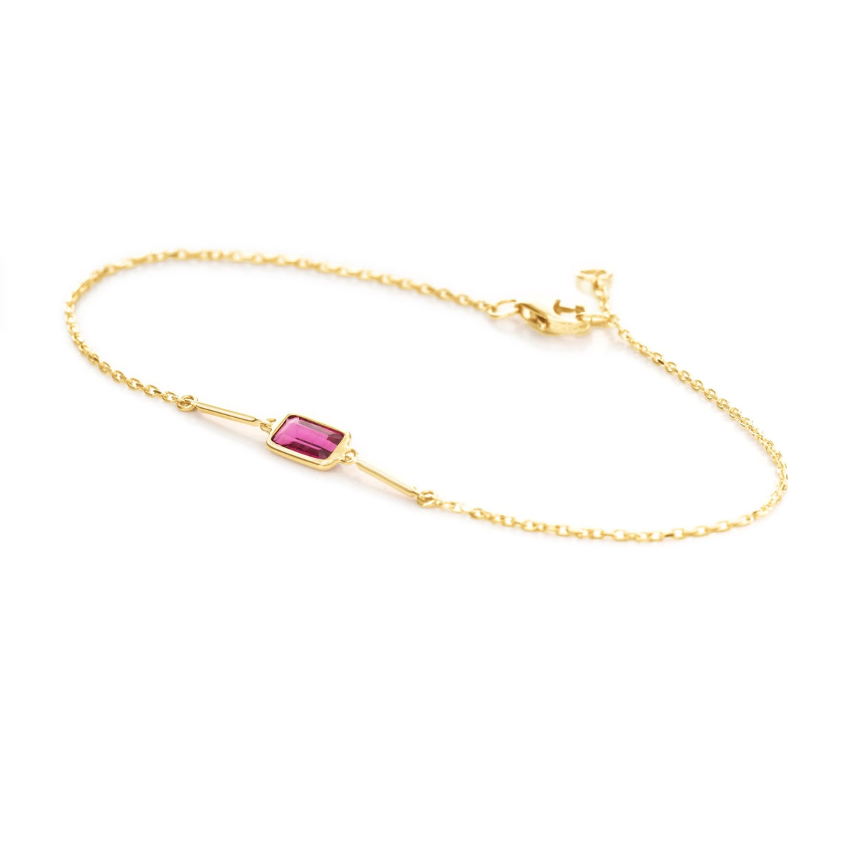 Rubellite Bar Bracelet 18k gold Stackable design 2