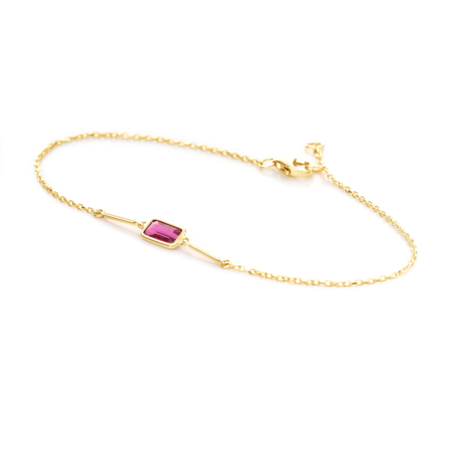 Rubellite Bar Bracelet 18k gold Stackable design 2