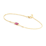 Rubellite Bar Bracelet 18k gold Stackable design 2