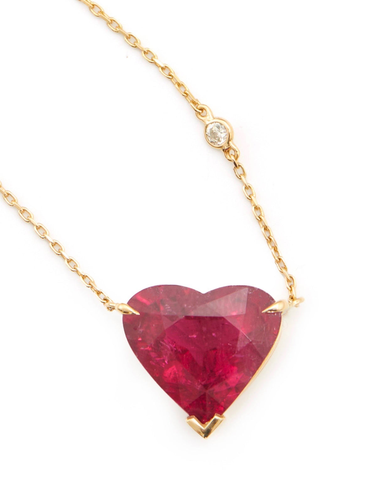 Rubellite Coeur Supreme Necklace 18k gold handmade fine jewelry