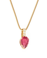 Rubellite & Diamond Arrow Pendant Necklace 18k gold handmade fine jewelry