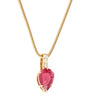 Rubellite & Diamond Arrow Pendant Necklace 18k gold handmade fine jewelry