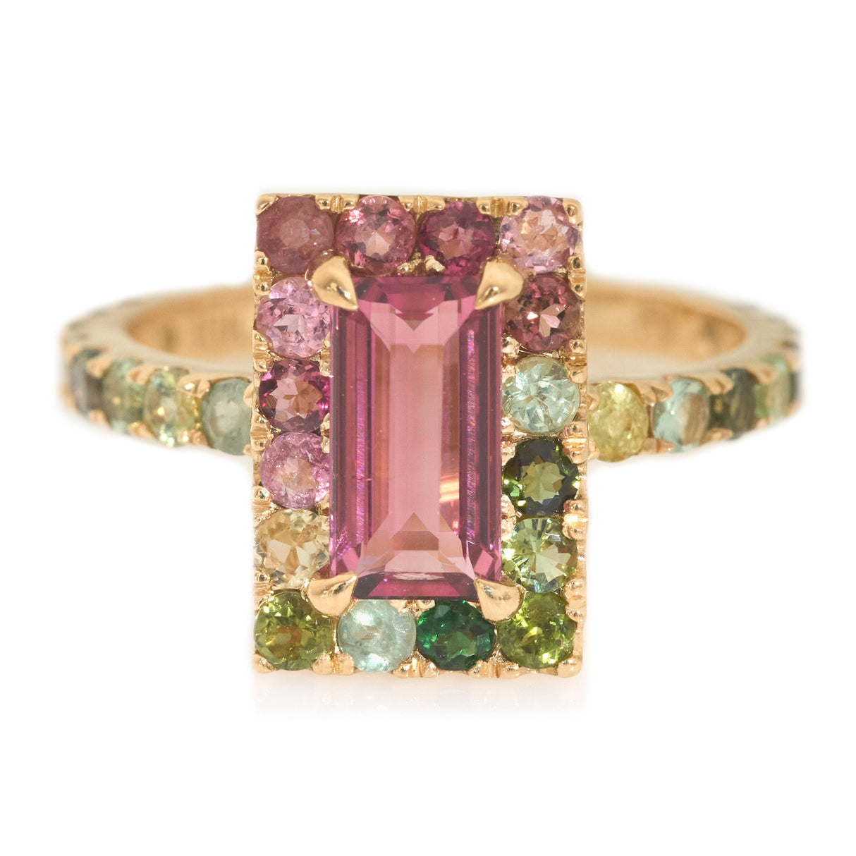 Rubellite Watermelon Candy Ring 18k gold engagement ring 