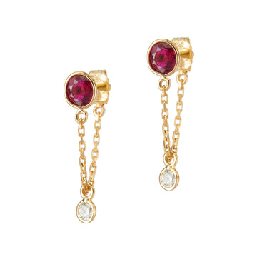 Ruby & diamond chain earrings