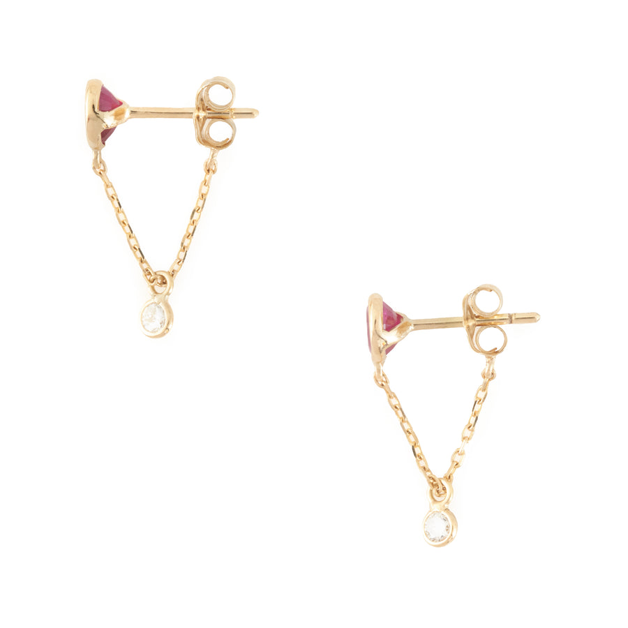 Ruby & diamond chain earrings