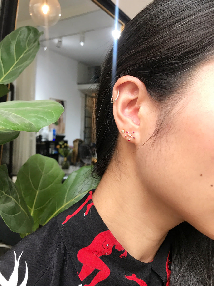 Ruby & Diamond Fire Flower Earrings