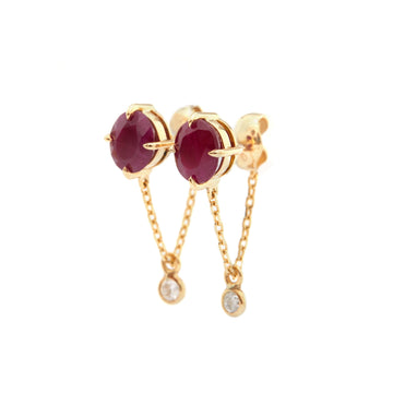 Ruby & Diamond supreme chain earrings