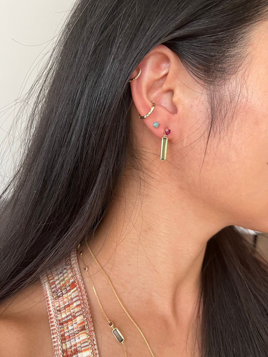 Ruby & Tourmaline bar earrings