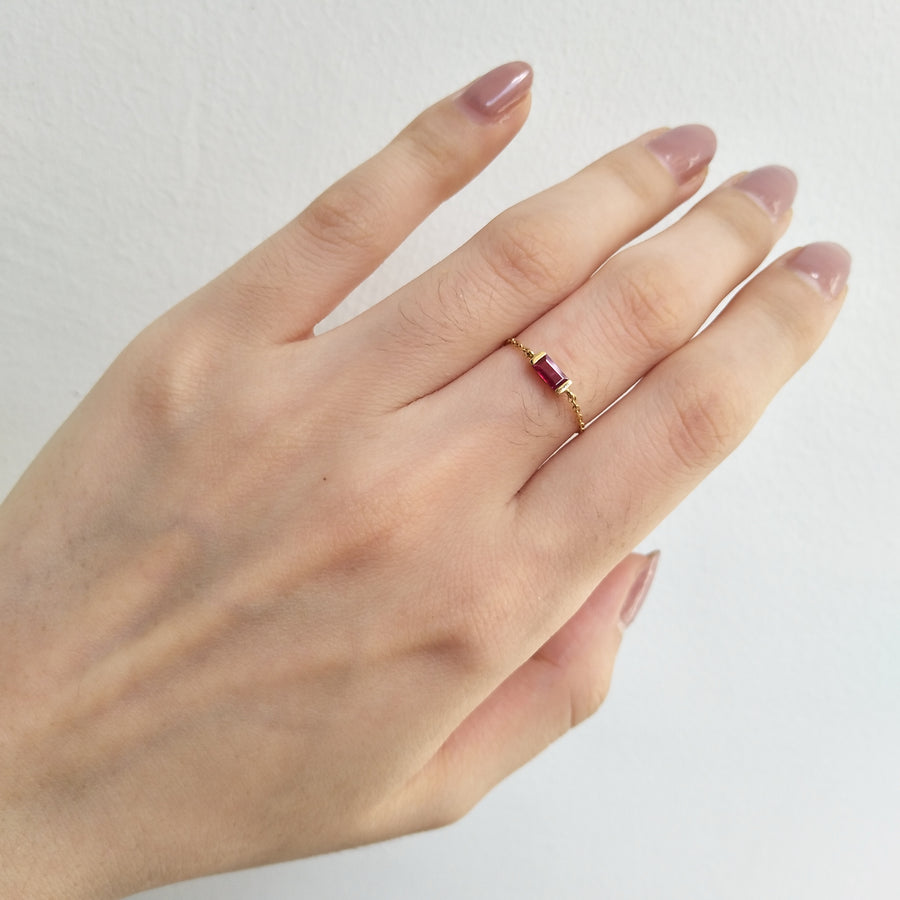 Ruby Baguette Chain ring