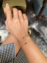 Ruby Bar Herringbone Bracelet 18k gold stackable design on model 2