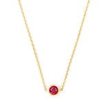 Ruby Button Necklace 18K gold handmade fine jewelry